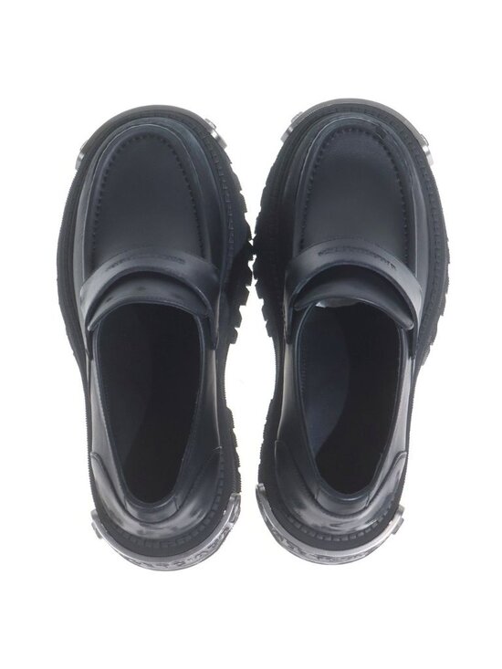 Balenciaga Tractor Loafer Distressed Leather Shoes with Loafers Plate Black main image 5